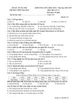 Đề thi giữa học kì 2 môn Địa lý lớp 11 trường THPT Bất Bạt, Hà Nội năm học 2016  2017 