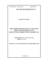 HOÀN THIỆN NỘI DUNG QUẢN LÝ NHÀ NƯỚC ĐỐI VỚI CHUYỂN DỊCH CƠ CẤU KINH TẾ NÔNG NGHIỆP Ở VIỆT NAM HIỆN NAY