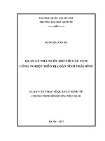 Quản lý nhà nước đối với các cụm công nghiệp trên địa bàn tỉnh Thái Bình