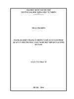 Đánh giá hiện trạng ô nhiễm và đề xuất giải pháp quản lý môi trường làng nghề dệt nhuộm tại tỉnh Hà Nam (Tài liệu là bản tóm tắt )