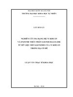 Nghiên cứu đa dạng hệ vi khuẩn và enzyme thủy phân lignocellulose từ dữ liệu Metagenome của vi khuẩn trong dạ cỏ dê