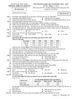 Đề thi giữa học kì 2 môn Địa lý lớp 11 trường THPT Lý Thái Tổ, Bắc Ninh năm học 2016  2017 