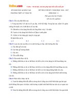 Đề thi học kì 2 môn Sinh học lớp 11 trường THPT Lý Thái Tổ, Bắc Ninh năm học 2016  2017 