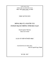 Dòng họ của người tày ở huyện bạch thông, tỉnh bắc kạn