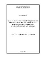 Quản lý hoạt động bồi dưỡng học sinh giỏi ở trường trung học phổ thông Mỹ Văn-huyện Tam Nông-tỉnh Phú Thọ đáp ứng yêu cầu đổi mới giáo dục