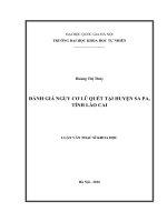 Đánh giá nguy cơ lũ quét tại huyện sapa, tỉnh lào cai (tóm tắt  trích đoạn)