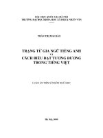 Trạng từ gia ngữ tiếng anh và cách biểu đạt tương đương trong tiếng việt (Tóm tắt  trích đoạn)