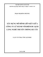 Xây dựng mô hình liên kết giữa công ty lữ hành với điểm du lịch làng nghề truyền thống hà tây (Tóm tắt  trích đoạn)