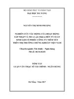 Nghiên cứu tác động của hoạt động sáp nhập và mua lại (ma)đến tỷ suất sinh lợi cổ phiếu công ty niêm yết trên thị trường chứng khoán việt nam