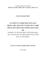 Vai trò của nghệ nhân dân gian trong việc bảo tồn và phát huy nghệ thuật múa rối nước ở đồng bằng bắc bộ (Tóm tắt  trích đoạn)