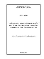Quản lý hoạt động phòng học bộ môn tại các trường trung học phổ thông quận bắc từ liêm, thành phố hà nội (tóm tắt  trích đoạn)