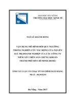 Vận dụng mô hình hồi quy ngưỡng trong nghiên cứu tác động của nợ lên giá trị doanh nghiệp của các công ty niêm yết trên sàn chứng khoán thành phố hồ chí minh (HSX)
