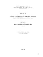 Khảo sát nhóm động từ chỉ hướng vận động trong tiếng hán (so sánh với tiếng việt) (tóm tắt  trích đoạn)