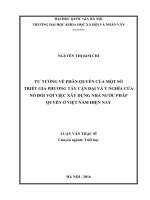 Tư tưởng về phân quyền của một số triết gia phương tây cận đại và ý nghĩa của nó đối với việc xây dựng nhà nước pháp quyền ở việt nam hiện nay (Tóm tắt  trích đoạn)