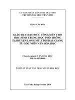 Giáo dục đạo đức công dân cho học sinh trung học phổ thông tại huyện long mỹ, tỉnh hậu giang từ góc nhìn văn hóa học (tóm tắt  trích đoạn)