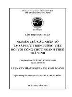 Nghiên cứu các nhân tố tạo áp lực trong công việc đối với công chức ngành thuế tỉnh trà vinh (Tóm tắt  trích đoạn)