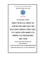 Phân tích các nhân tố ảnh hưởng đến mức độ hài lòng trong công việc của nhân viên khối văn phòng tại thành phố trà vinh (Tóm tắt  trích đoạn)