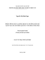 Phân tích chất lượng dịch vụ hướng dẫn du lịch tại các di tích lịch sử văn hóa ở hà nội (Tóm tắt  trích đoạn)