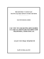 Các yếu tố ảnh hưởng đến nghèo của hộ gia đình ở huyện biên giới thạnh hóa tỉnh long an 