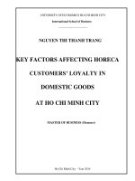 Key factors affecting horeca customers loyalty in domestic goods at ho chi minh 