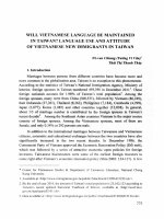 Will vietnamese language be maintained in taiwan language use and attitude of vietnamese new immigrants in taiwan (Tóm tắt  trích đoạn)
