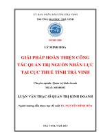 Giải pháp hoàn thiện hoạt động quản trị nguồn nhân lực tại cục thuế tỉnh trà vinh (tóm tắt  trích đoạn)