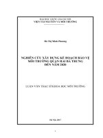 Nghiên cứu xây dựng kế hoạch bảo vệ môi trường quận hai bà trưng đến năm 2020 (Tóm tắt  trích đoạn)