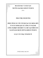 Phân tích các yếu tố nội tại tác động đến tỷ suất sinh lợi các công ty ngành công nghiệp chế biến và chế tạo niêm yết tại sở giao dịch chứng khoán thành phố hồ chí minh 