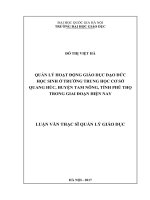 Quản lý hoạt động giáo dục đạo đức cho học sinh trường trung học cơ sở quang húc, huyện tam nông, tỉnh phú thọ (tóm tắt  trích đoạn)