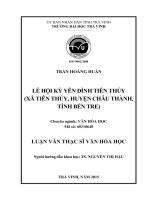 Lễ hội kỳ yên đình tiên thủy (xã tiên thủy, huyện châu thành, tỉnh bến tre) (tóm tắt  trích đoạn)