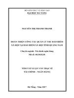 Hoàn thiện công tác quản lý thu bảo hiểm xã hội tại bảo hiểm xã hội tỉnh quảng nam