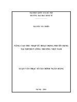 Nâng cao thu nhập từ hoạt động phi tín dụng tại NHTMCP công thương việt nam (tóm tắt  trích đoạn)