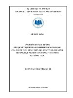 Các nhân tố ảnh hưởng đến quyết định mua sản phẩm nhựa gia dụng của người tiêu dùng trên địa bàn thành phố hồ chí minh trường hợp nghiên cứu công ty cổ phần đại đồng tiến 