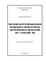 Thực thi pháp luật về tổ chức quản trị nội bộ của ngân hàng thương mại cổ phần qua thực tiễn ngân hàng thương mại cổ phần đầu tư và phát triển   BIDV (Tóm tắt  trích đoạn)