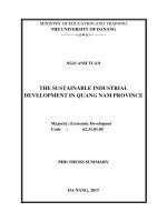 THE SUSTAINABLE INDUSTRIAL DEVELOPMENT IN QUANG NAM PROVINCE
