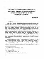 Legal development of the investment dispute settlement system in vietnam issues on the investor state dispute settlement (tóm tắt  trích đoạn)