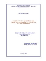 Nghiên cứu ứng dụng công nghệ thông tin trong chỉnh lý tài liệu tại lưu trữ hiện hành (Tóm tắt  trích đoạn)
