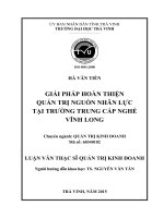 Giải pháp hoàn thiện quản trị nguồn nhân lực tại trường trung cấp nghề vĩnh long (tóm tắt  trích đoạn)
