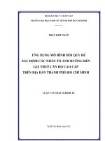 Ứng dụng mô hình hồi quy để ước lượng các yếu tố ảnh hưởng đến giá thuê căn hộ cao cấp trên địa bàn TPHCM 