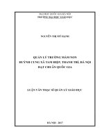 Quản lý trường mầm non huỳnh cung xã tam hiệp, thanh trì, hà nội đạt chuẩn quốc gia (tóm tắt  trích đoạn)