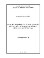Đánh giá hiện trạng và đề xuất giải pháp quản lý môi trường một số mỏ than vùng đông bắc ở việt nam (tóm tắt  trích đoạn)