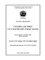 Văn hóa ẩm thực của người việt ở hậu giang (Tóm tắt  trích đoạn)