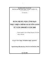 Đảng bộ hà nội lãnh đạo thực hiện chính sách tôn giáo từ năm 1990 đến năm 2005 (tóm tắt  trích đoạn)