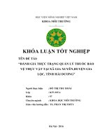 đánh giá thực trạng công tác quản lý thuốc bảo vệ thực vật tại xã gia xuyên, huyện gia lộc, thành phố hải dương 