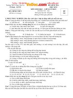 Đề thi học kì 2 môn Sinh học lớp 10 (cơ bản) trường THPT Phan Văn Trị, Cần Thơ năm học 2015  2016