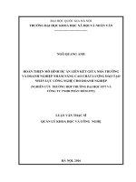 Hoàn thiện mô hình dự án liên kết giữa nhà trường và doanh nghiệp nhằm nâng cao chất lượng đào tạo nhân lực công nghệ cho doanh nghiệp (nghiên cứu trường hợp trường đại học FPT và công ty TNHH phần mềm FPT) (Tóm tắt, trích đoạn)