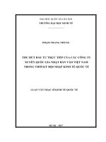 Thu hút đầu tư trực tiếp của các công ty xuyên quốc gia nhật bản vào việt nam trong thời kỳ hội nhập kinh tế quốc tế (Tóm tắt, trích đoạn)