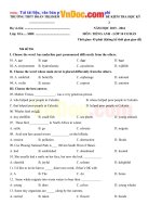 Đề thi học kì 2 môn Tiếng anh lớp 10 Đoàn Thị Điểm năm 2015  2016