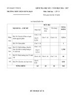 Đề thi học kì 2 môn Sinh học lớp 10 trường THPT Trần Hưng Đạo, TP Hồ Chí Minh năm học 2016  2017 