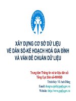 Xây Dựng Cơ Sở Dữ Liệu Về Dân Số-Kế Hoạch Hoá Gia Đình Và Vấn Đề Chuẩn Dữ Liệu